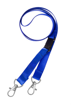 Smycz wzór nr 850 - Smycz z bezpiecznikiem i dwoma karabińczykami/ szer. 16 mm - granatowa